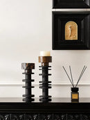 DecorBites™ Black Marble Pillar Candlestick for Elegant Table Centerpieces