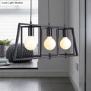 DecorBites™ Black Metal 3-Light Chandelier for Dining Room with Exposed Bulbs - Simple Island Lighting