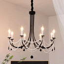 Decorbites black metal led candle pearl chandelier dining room light