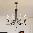 Decorbites black metal led candle pearl chandelier dining room light