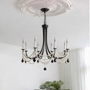Decorbites black metal led candle pearl chandelier dining room light