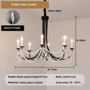 Decorbites black metal led candle pearl chandelier dining room light