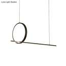 DecorBites™ Black Metal LED Linear Pendant and Ring Island Light for Kitchen Ceiling