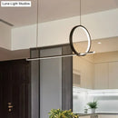 DecorBites™ Black Metal LED Linear Pendant and Ring Island Light for Kitchen Ceiling