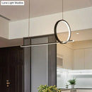 DecorBites™ Black Metal LED Linear Pendant and Ring Island Light for Kitchen Ceiling