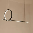 DecorBites™ Black Metal LED Linear Pendant and Ring Island Light for Kitchen Ceiling