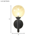 DecorBites™ Black Modern Globe Wall Light with Clear Textured Glass and 1 Bulb