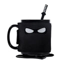 Decorbites black ninja mug with sword stirrer kitchen novelty cup
