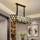 DecorBites™ Black Oval Crystal Teardrops Suspension Light - Contemporary Island Pendant with 10/14 Bulbs - 29.5"/37.5" W