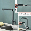 Decorbites black pull out kitchen faucet with dual mode nozzle