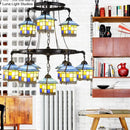 DecorBites™ Black Stained Glass 2-Tier Chandelier for Lodge Style Living Rooms