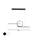 DecorBites™ Black/White Metal Suspension Light: Modern Bar and Circle Design, LED Island Lighting for Dining Room