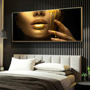 DecorBites™ Black Women with Golden Lips Oil Paintings