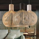 DecorBites™ Black Wood Cage Chandelier Foscarini Hanging Bamboo Living Room Lamp