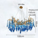 Decorbites blue crystal chandelier gold branching dining room light