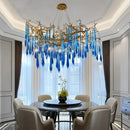 Decorbites blue crystal chandelier gold branching dining room light