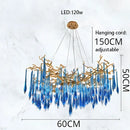 Decorbites blue crystal chandelier gold branching dining room light