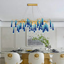Decorbites blue crystal chandelier gold branching dining room light