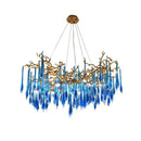 Decorbites blue crystal chandelier gold branching dining room light