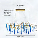 Decorbites blue crystal chandelier gold branching dining room light