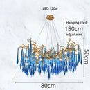 Decorbites blue crystal chandelier gold branching dining room light