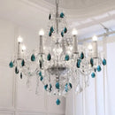 DecorBites™ Blue Crystal Chandelier: Luxury E14 Pendant Lights for Living Room and Bedroom