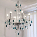 DecorBites™ Blue Crystal Chandelier: Luxury E14 Pendant Lights for Living Room and Bedroom