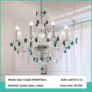 DecorBites™ Blue Crystal Chandelier: Luxury E14 Pendant Lights for Living Room and Bedroom