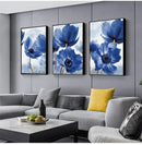 DecorBites™ Blue Flowers Print for Living Room Decor