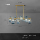 Modern blue glass led pendant lamps dining room gold petal chandelier