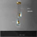 Modern blue glass led pendant lamps dining room gold petal chandelier