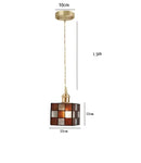 Decorbites blue glass pendant light with gold lace for dining room