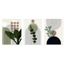 DecorBites™ Bohemian Green Leaves Canvas Wall Art Trio