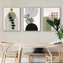 DecorBites™ Bohemian Green Leaves Canvas Wall Art Trio