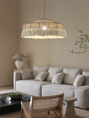 Decorbites bohemian tassel chandelier natural woven bedroom light