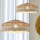 Decorbites bohemian tassel chandelier natural woven bedroom light