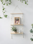 DecorBites™ Boho Macrame Wall Shelf for Home Decor
