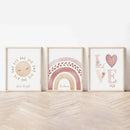 DecorBites™ Boho Rainbow Sunshine Nursery Poster Set