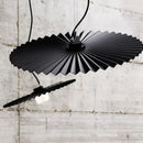 Decorbites boomerang wood black & cream pleated fan dining room lamp
