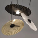 Decorbites boomerang wood black & cream pleated fan dining room lamp