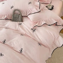 DecorBites™ Bow Embroidery Bedding Set with Ruffles