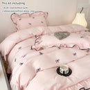 DecorBites™ Bow Embroidery Bedding Set with Ruffles