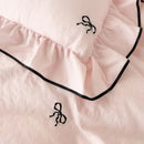 DecorBites™ Bow Embroidery Bedding Set with Ruffles