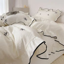DecorBites™ Bow Embroidery Bedding Set with Ruffles
