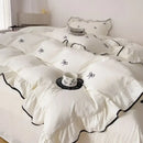 DecorBites™ Bow Embroidery Bedding Set with Ruffles