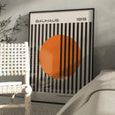 DecorBites™ Bright Orange Bauhaus Retro Wall Art