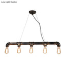 DecorBites™ Bronze Steampunk Water Pipe Island Light, Wrought Iron Suspended Fixture