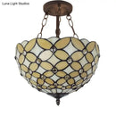 DecorBites™ Bronze Tiffany Style 3-Light Ceiling Fixture - Semi Flush Mount for Bedroom with Chain and Rod, H8" x D12