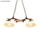 DecorBites™ Brown Glass Island Lamp - 2-Bulb Suspension Light for Restaurants with Traditional Design