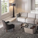 Decorbites brown leather wooden floor lamp for living room